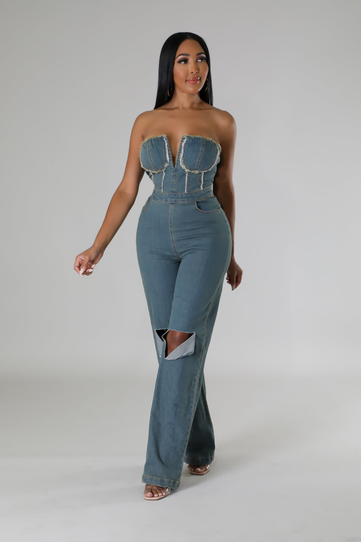 Set the Scene Denim Jumpsuit