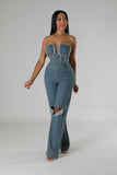Set the Scene Denim Jumpsuit