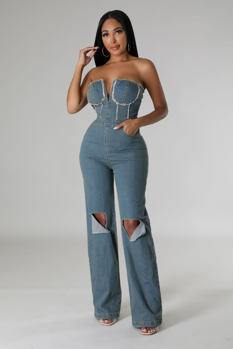 Set the Scene Denim Jumpsuit