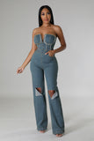 Set the Scene Denim Jumpsuit