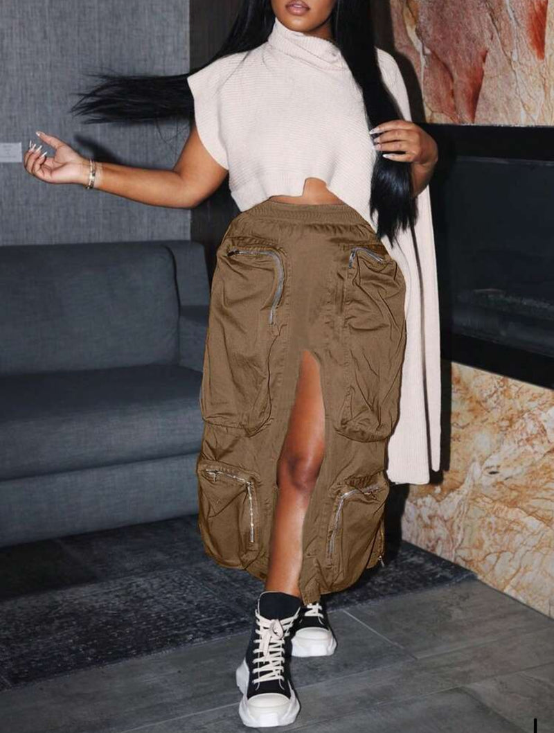 No Limit Olive Cargo Skirt