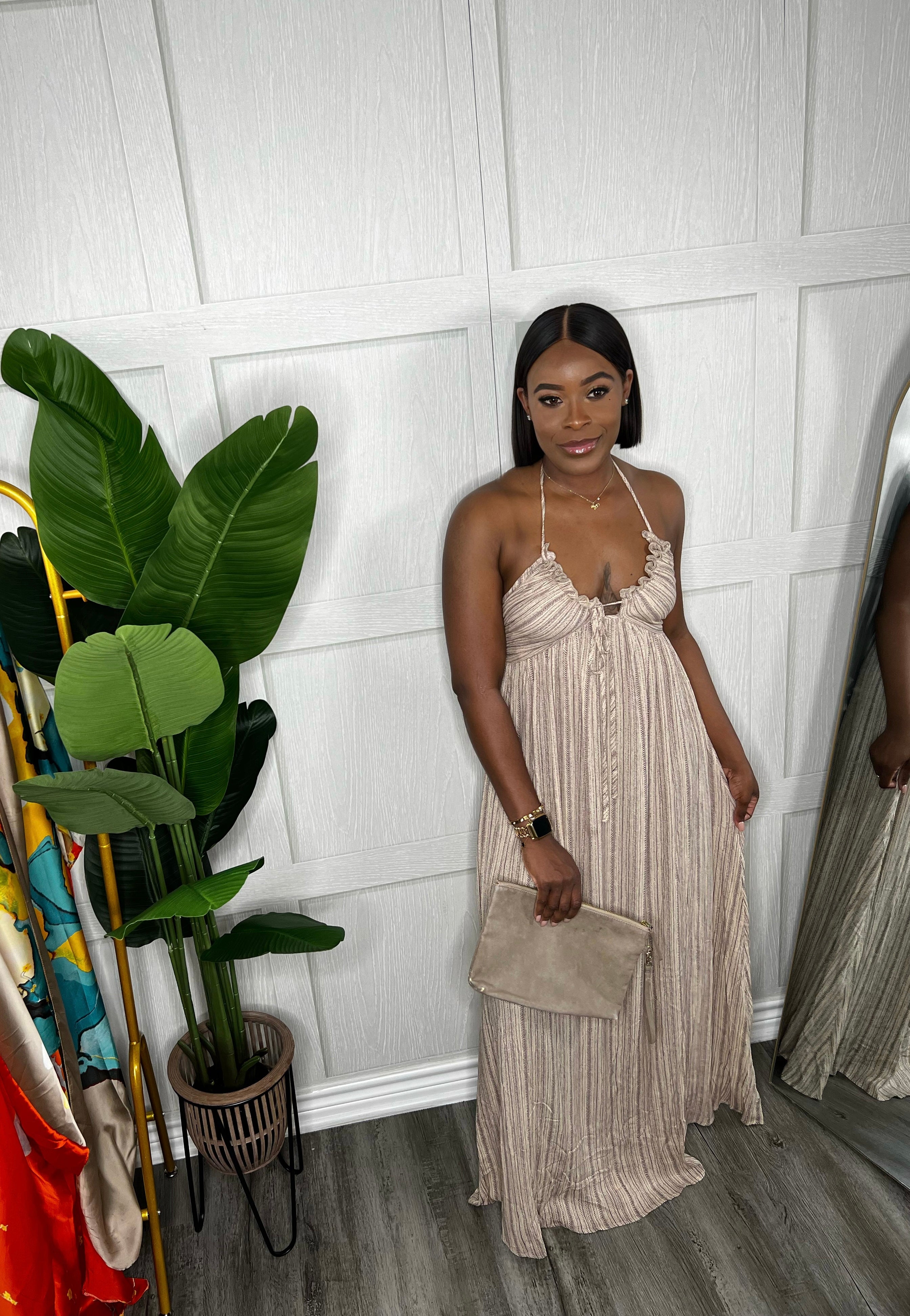 Caelynn Maxi Dress-Taupe