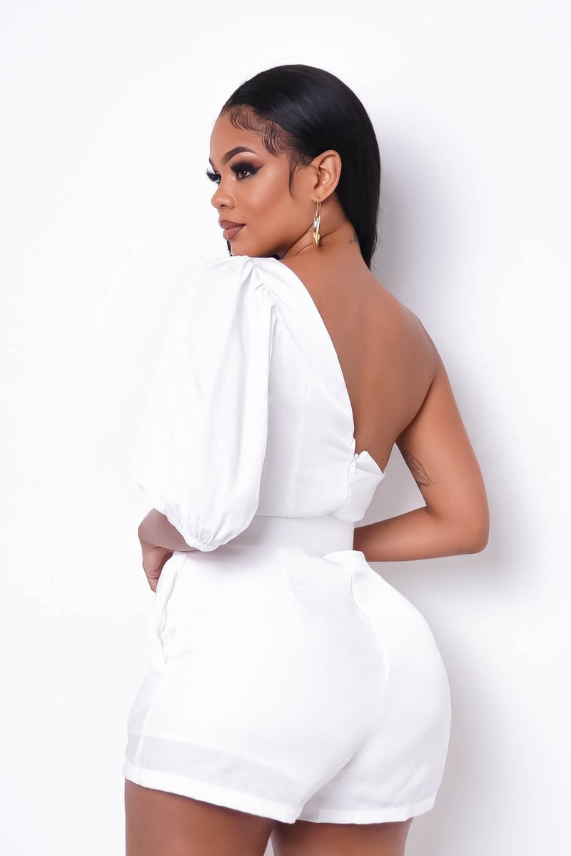 Never One Sided Romper-White