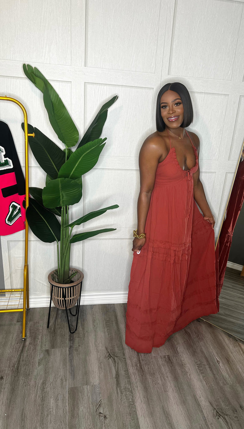 Caelynn Maxi Dress-Rust