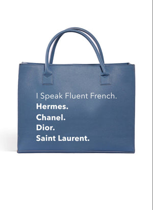 I Speak Foreign Tote- Denim Blue