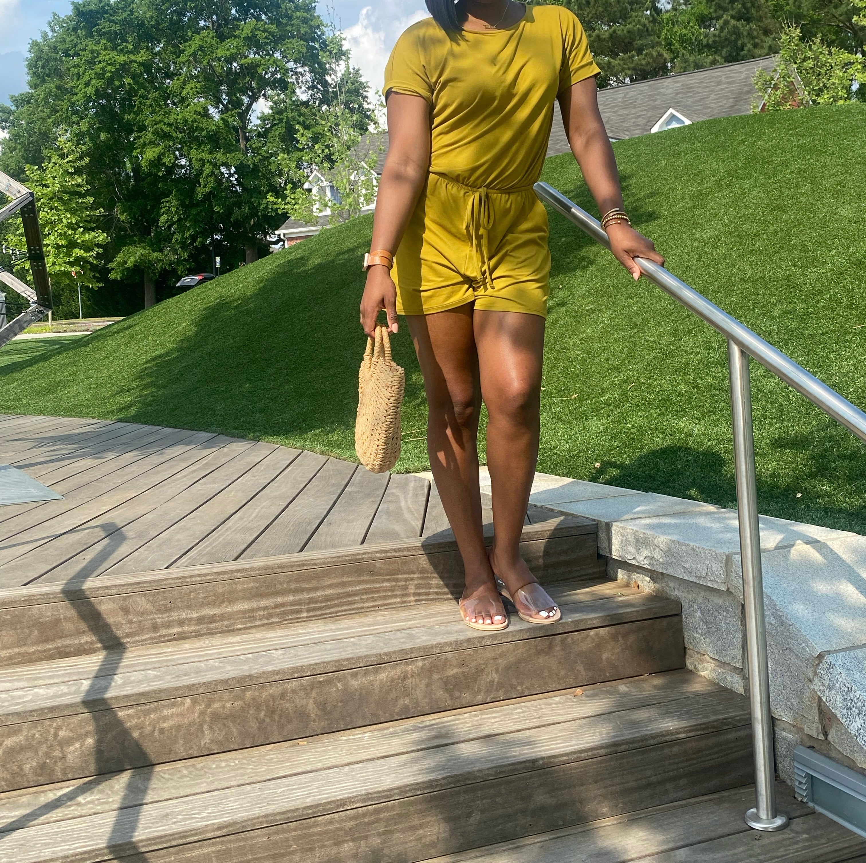 All That Romper-Olive Mustard