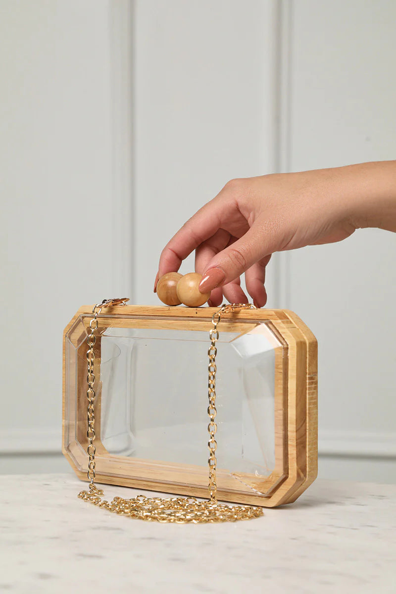 Tulum Clear Bamboo Clutch