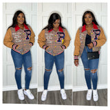 First Row Leatherman Varsity Jacket- Brown/Red/White