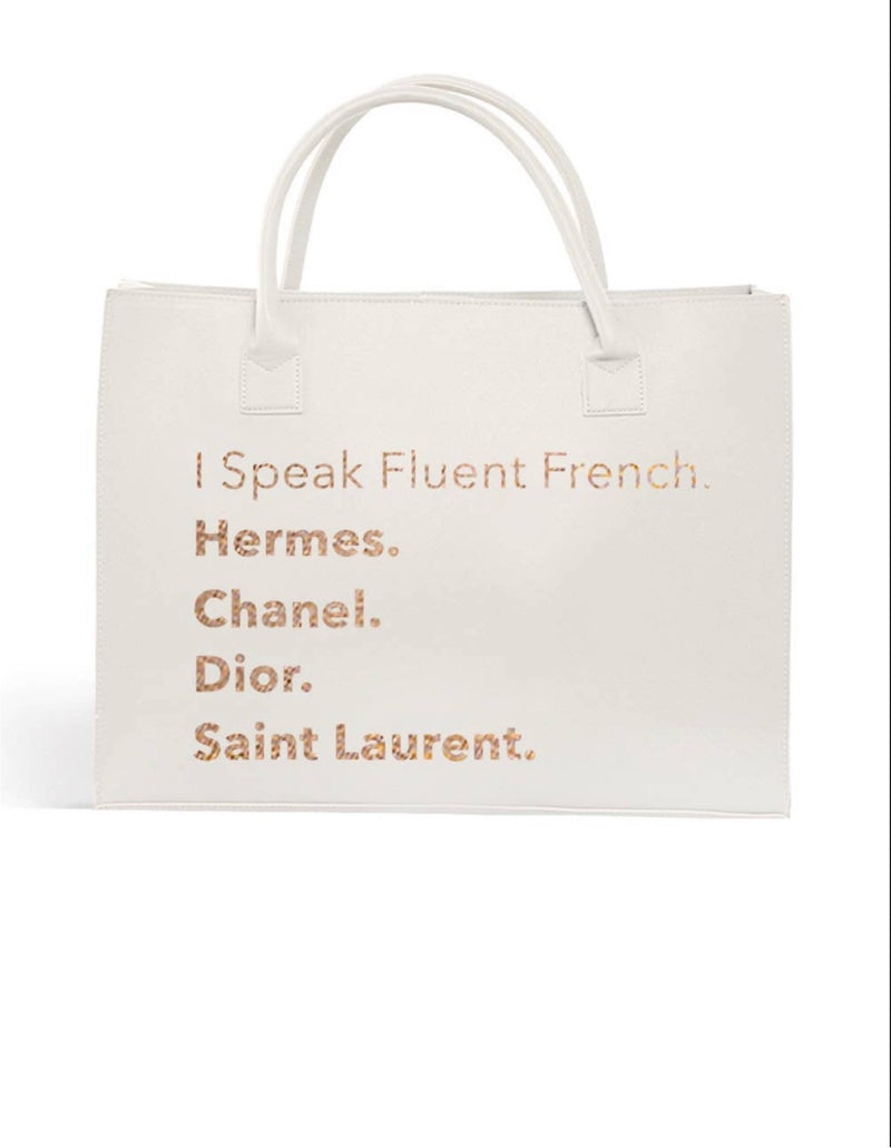 I Speak Foreign Tote- Ivory